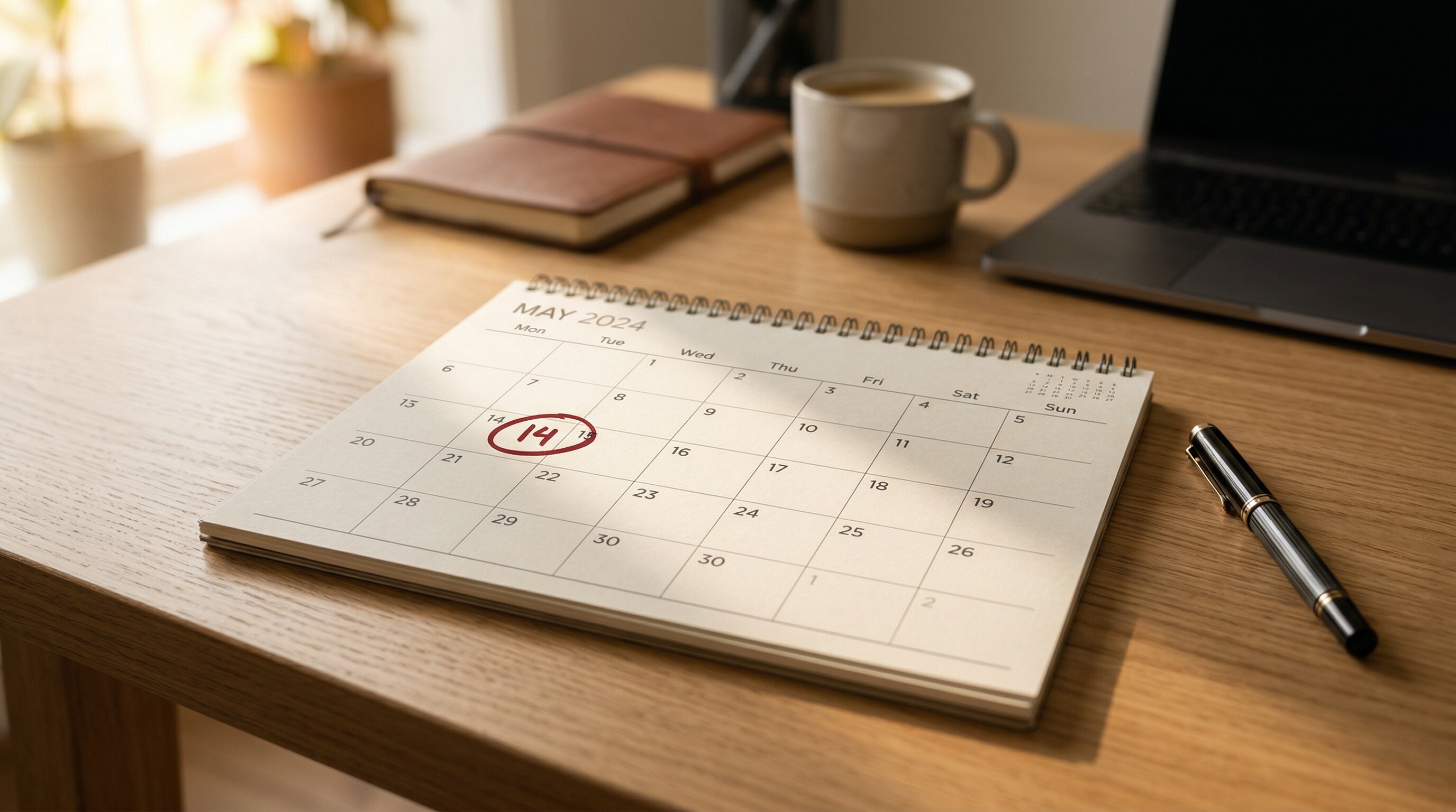 Kalender mit markiertem Datum als Symbol für Kündigungsfristen