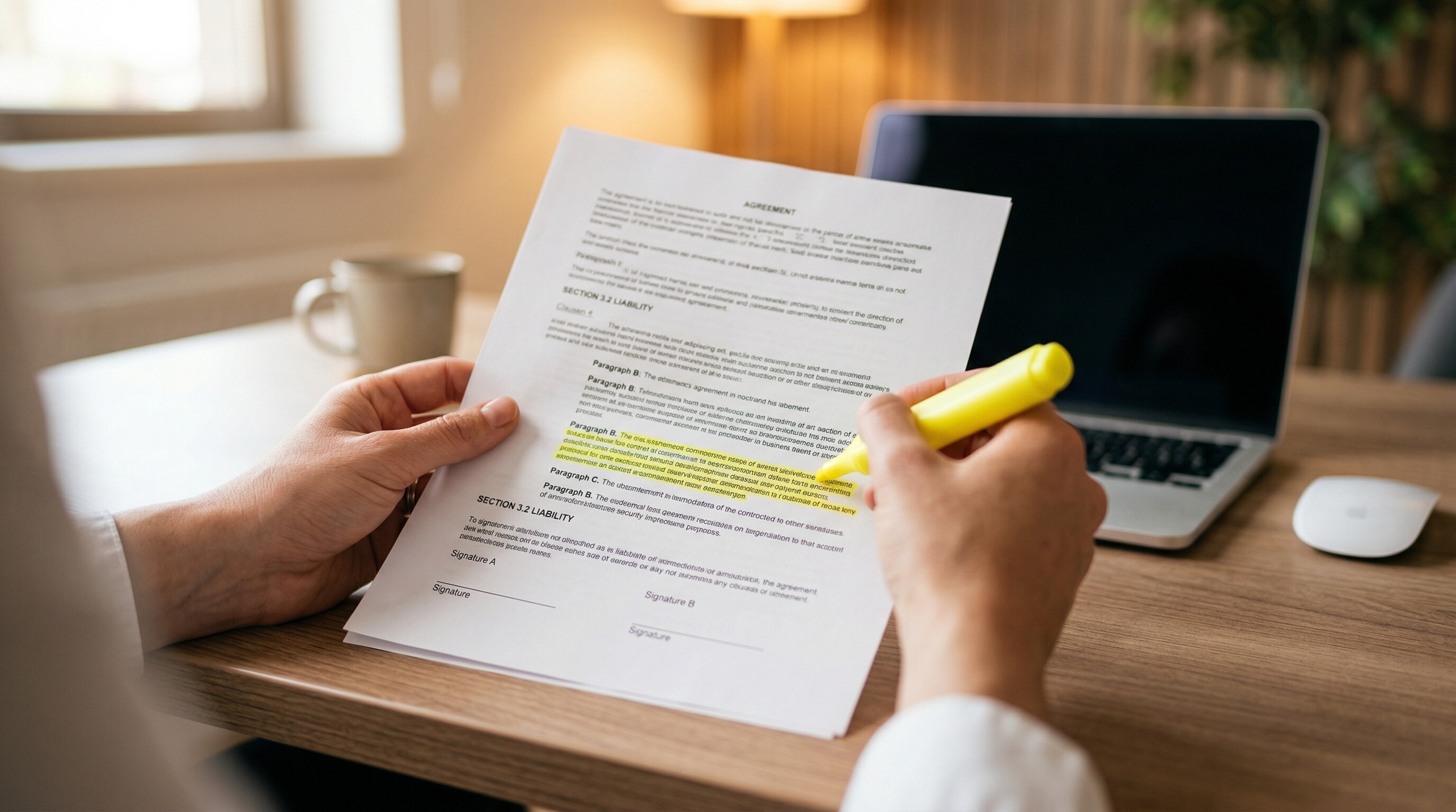 Person prüft Vertrag auf Sonderkündigungsrecht