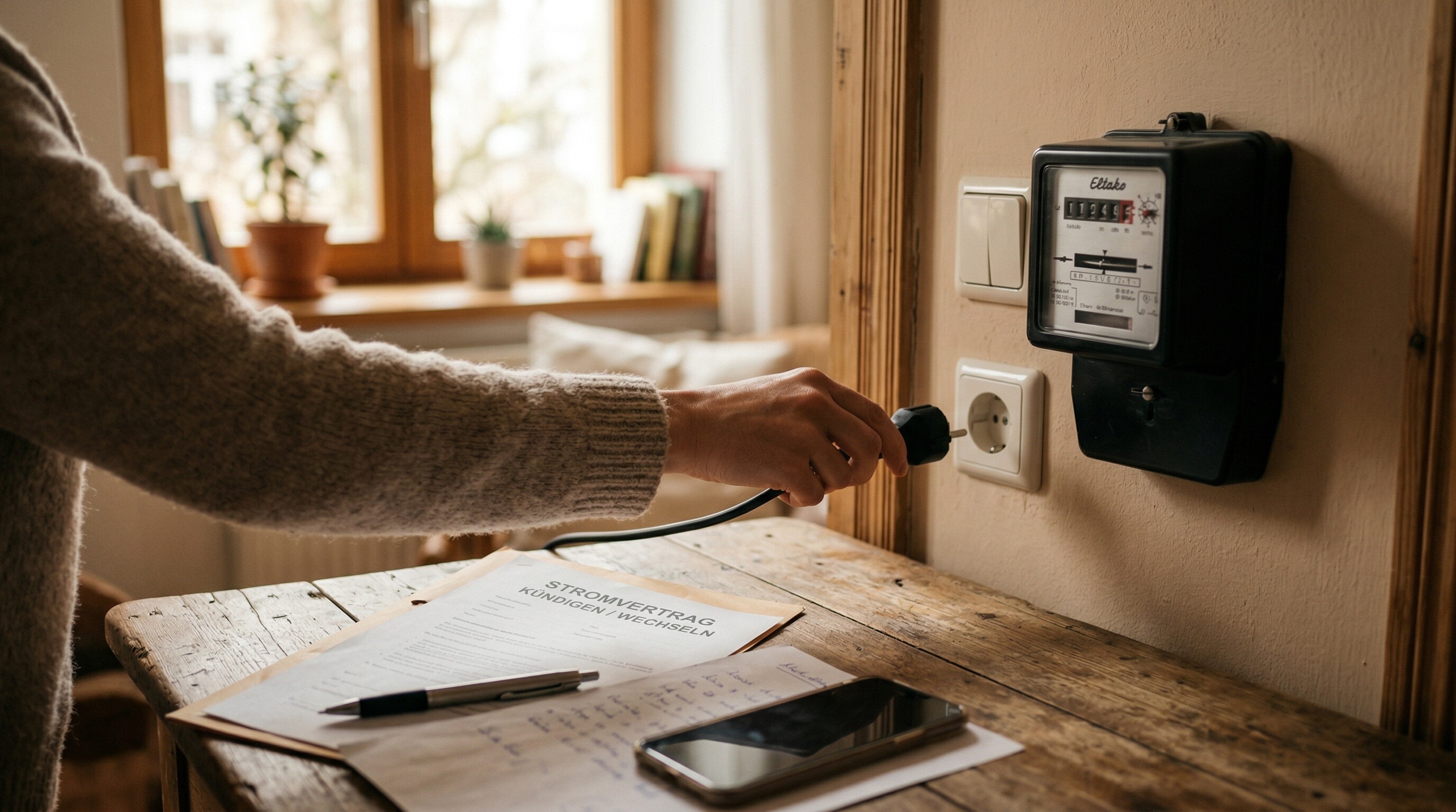 Steckdose und Glühbirne als Symbol für Stromvertrag und Anbieterwechsel