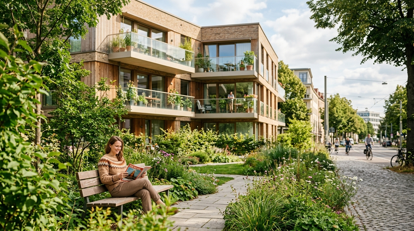 Wohnhaus mit Pfeil nach oben, Kalenderblatt 2026